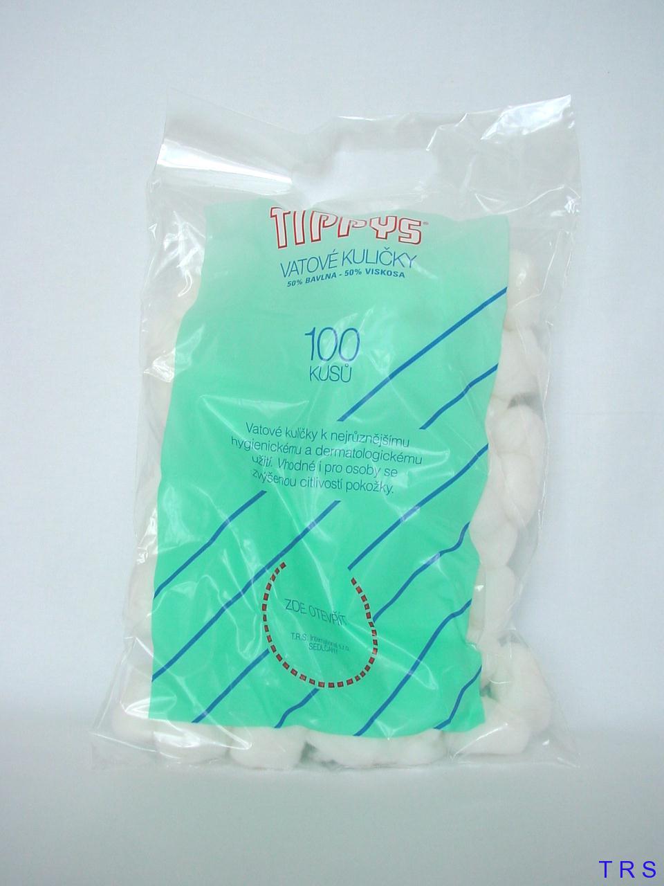 TIPPYS VATOVÉ KULIČKY 100 KS BÍLÉ