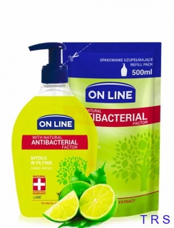 ON LINE  TEKUTÉ ANTIBAKTERIÁLNÍ MÝDLO  LIMETKA 500ml