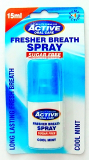Active osvěžovač dechu Cool Mint spray bez cukru 15 ml.